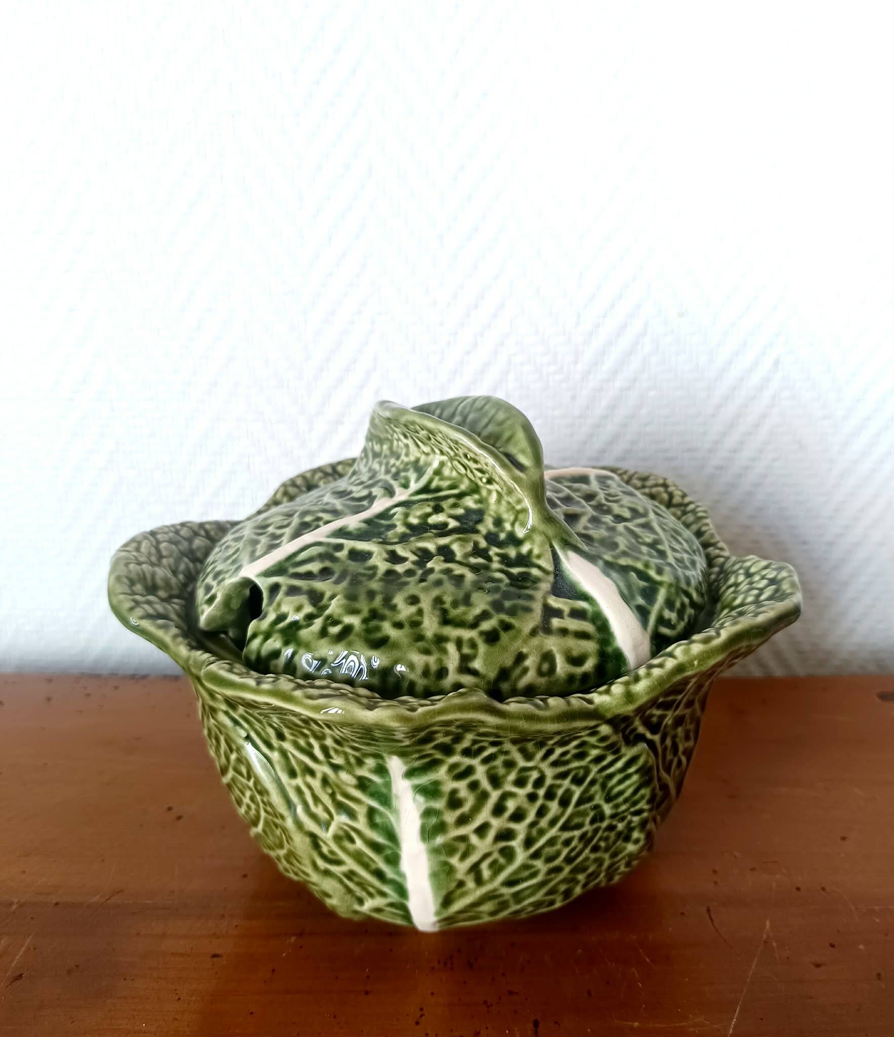 Vintage soup tureen cabbage in faience