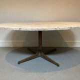 Vintage coffee table in travertine and brass