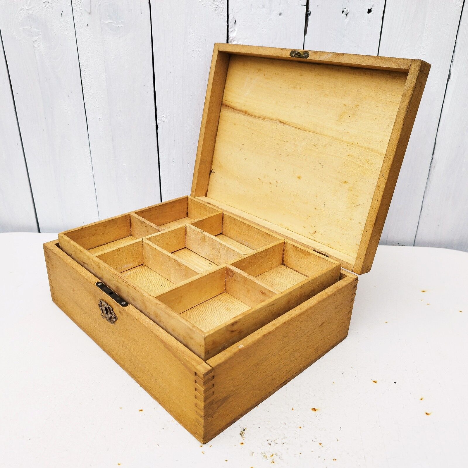 Wooden box varnished vintage storage