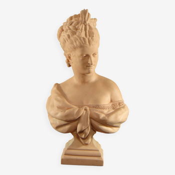 France, 1950s, terracotta bust of a woman in the spirit of the 18th century.