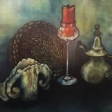 Oil on ancient still life canvas