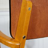 Beech & skai bridge armchair, circa 1960