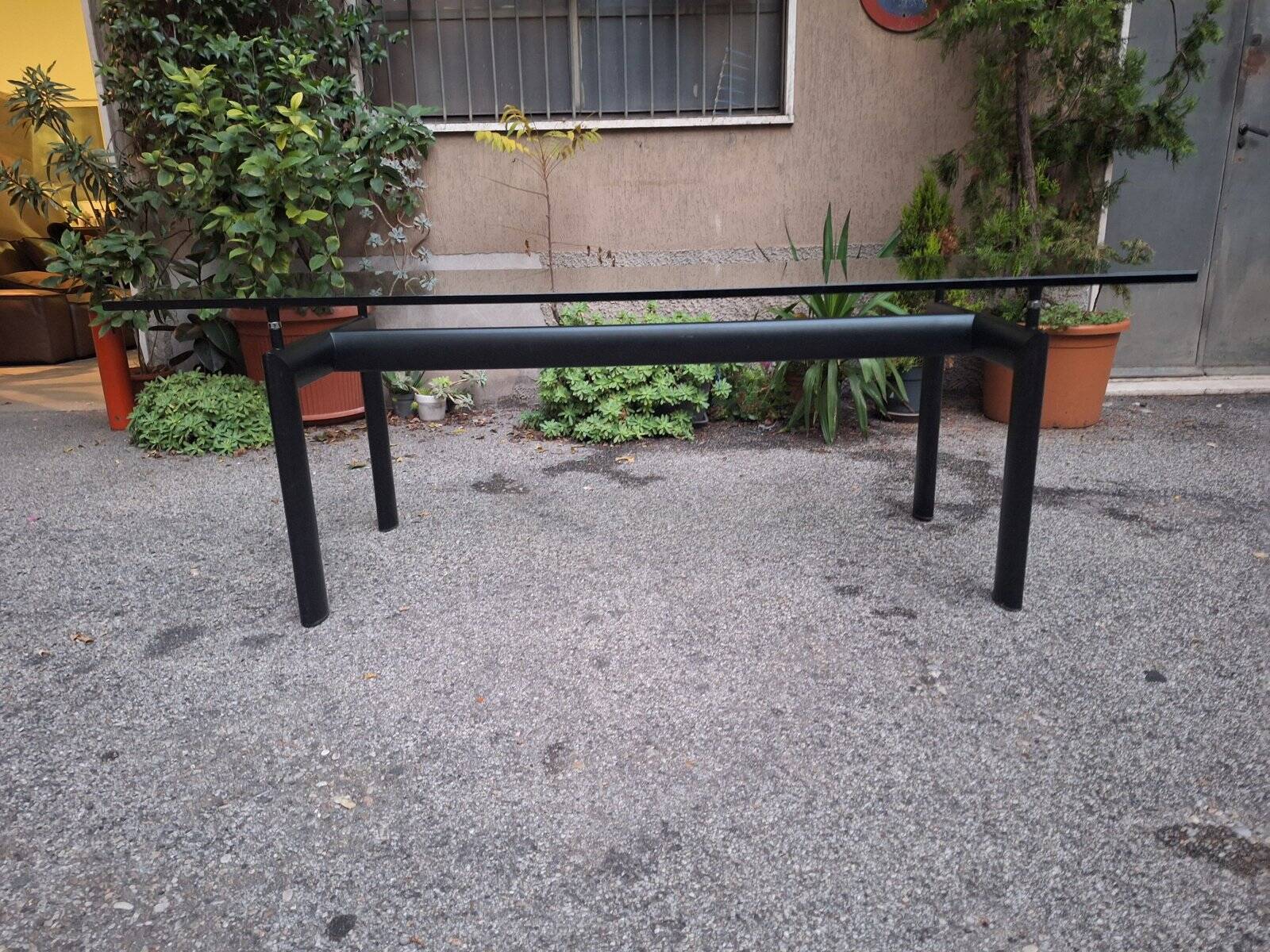 Italian Black Model LC6 Dining Table by Le Corbusier, 1980s