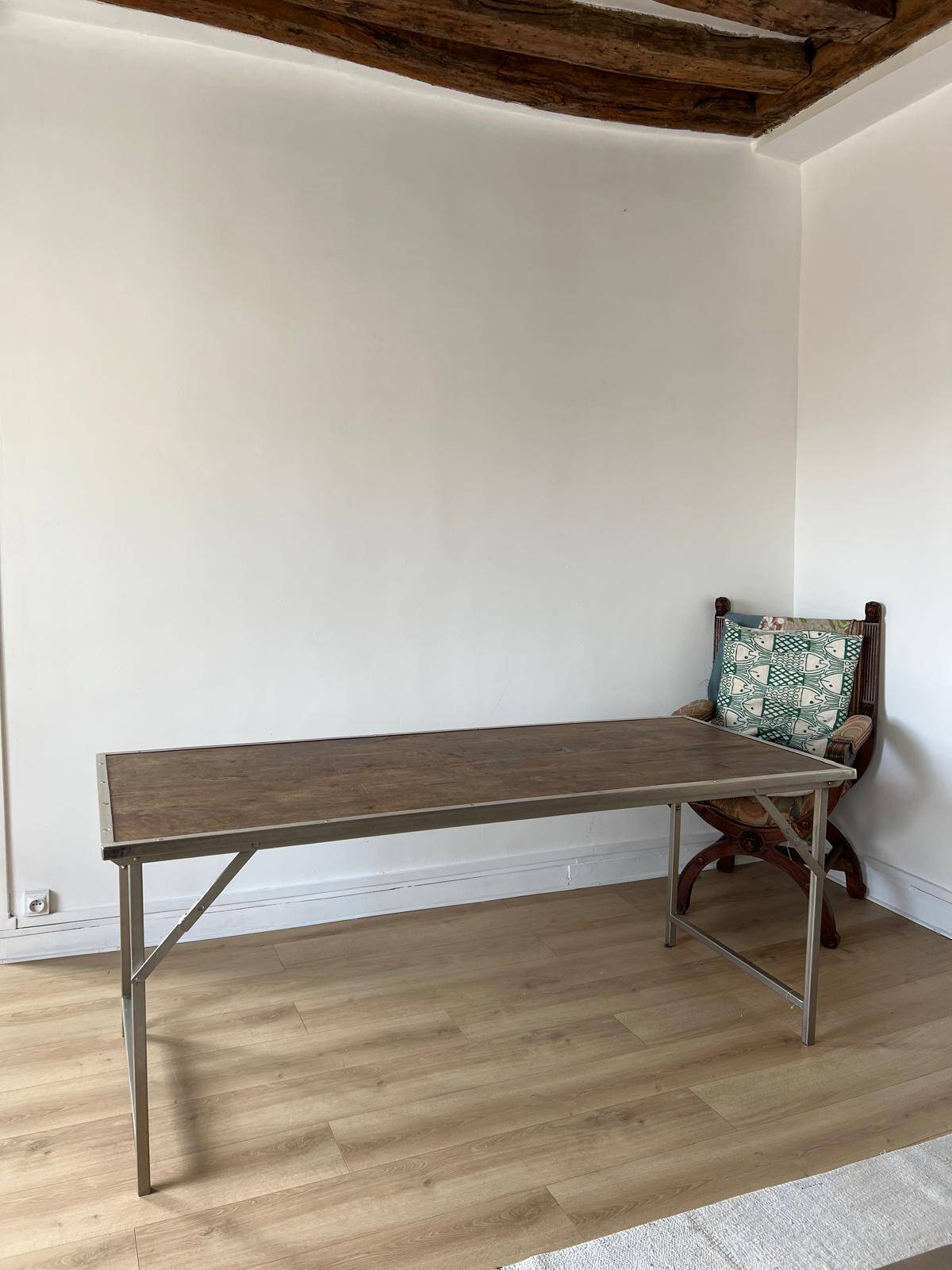 Folding industrial-style dining table