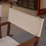 Pair of folding director's chairs in oak and fabric, 1960s