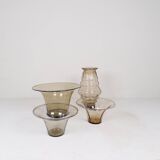 Art Deco Ensemble / Swedish Grace of 4 Glass Containers by Simon Gate Orrefors Sweden 1920s