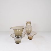 Art Deco Ensemble / Swedish Grace of 4 Glass Containers by Simon Gate Orrefors Sweden 1920s