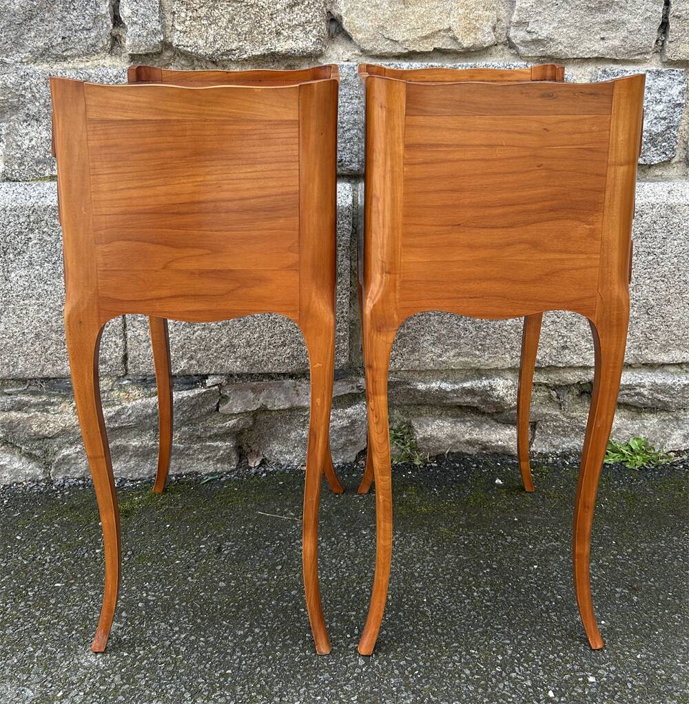 Paire tables de chevet vintage style Louis XV, bois, vintage, années 60