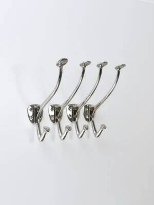 Up to 4 Adolf Loos Art Nouveau Nickel Brass Wall Hooks Café Capua Vienna