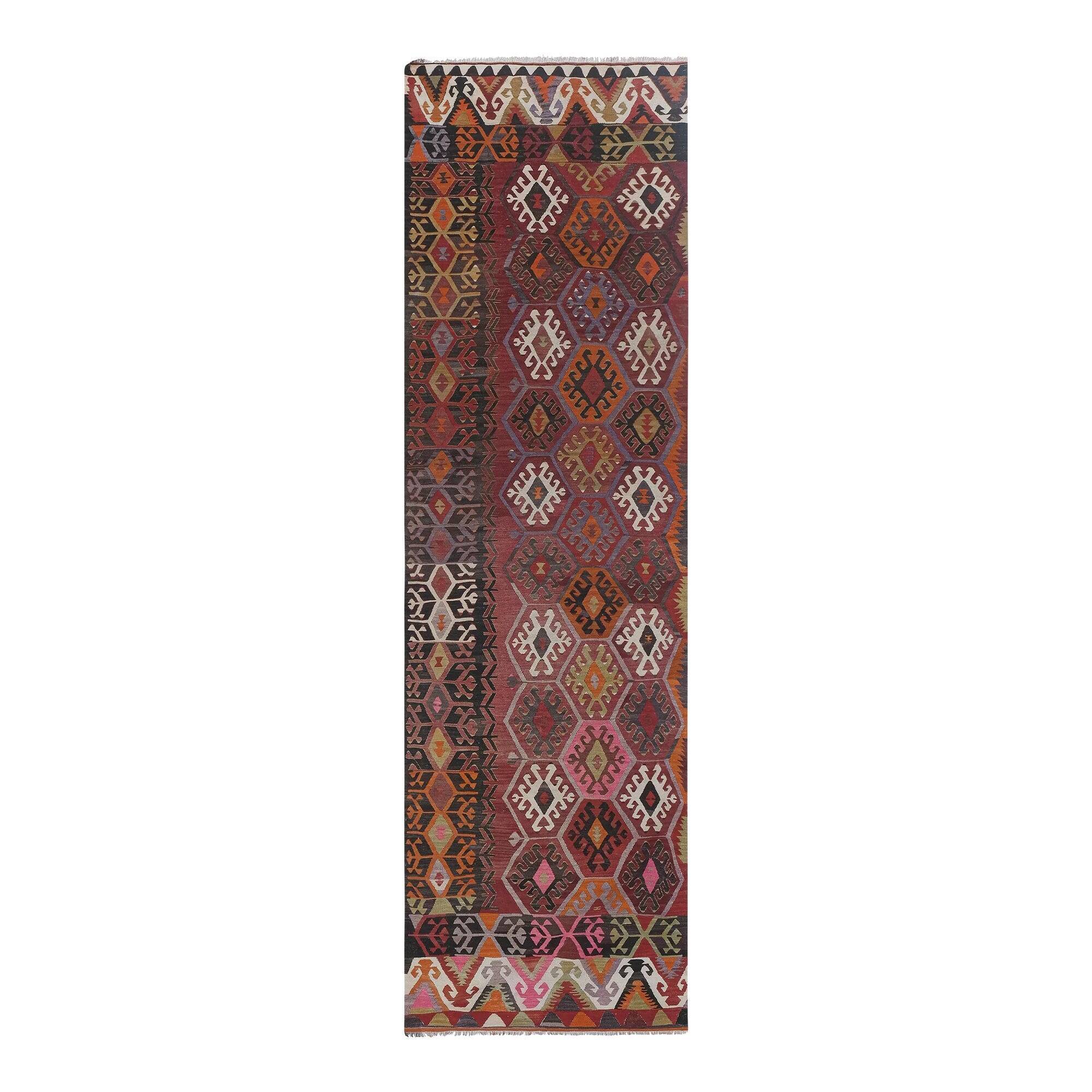 Vintage Turkish hallway rug 115x375 cm