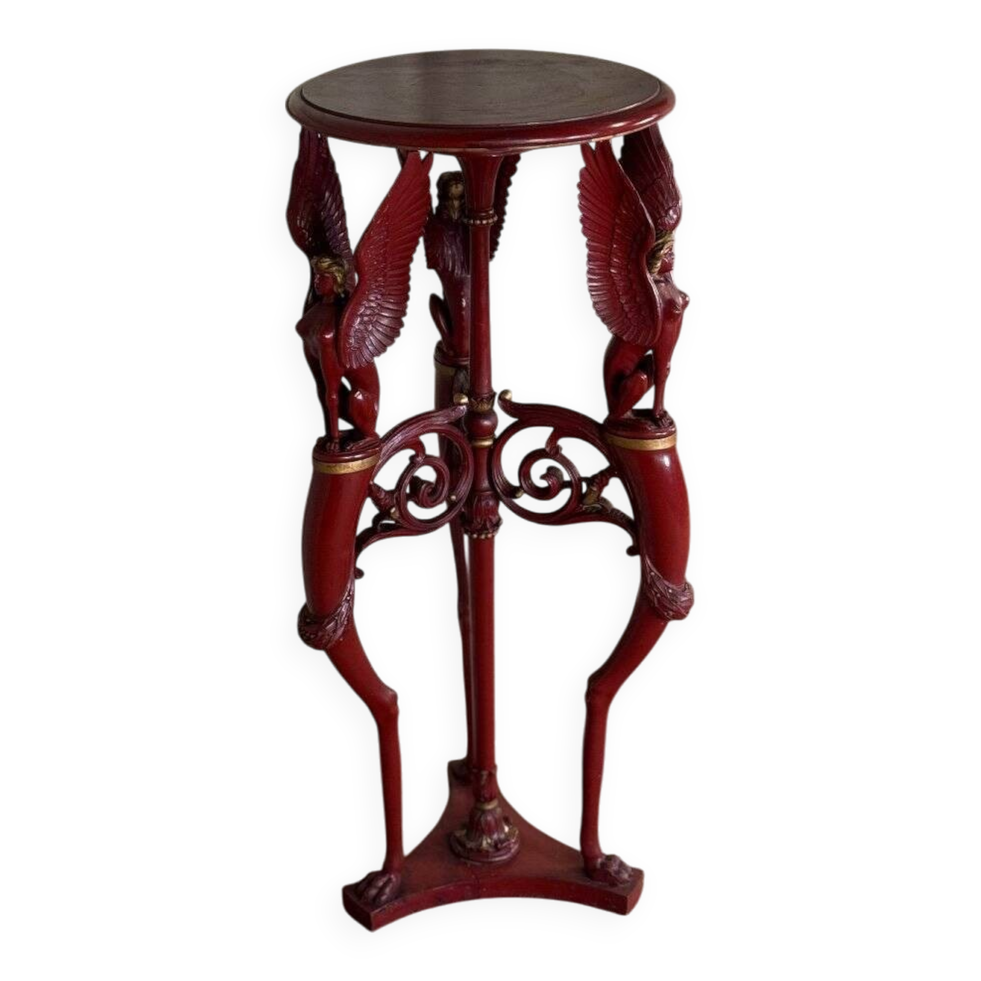 Athenian carved wood, red patina imitation of red marble