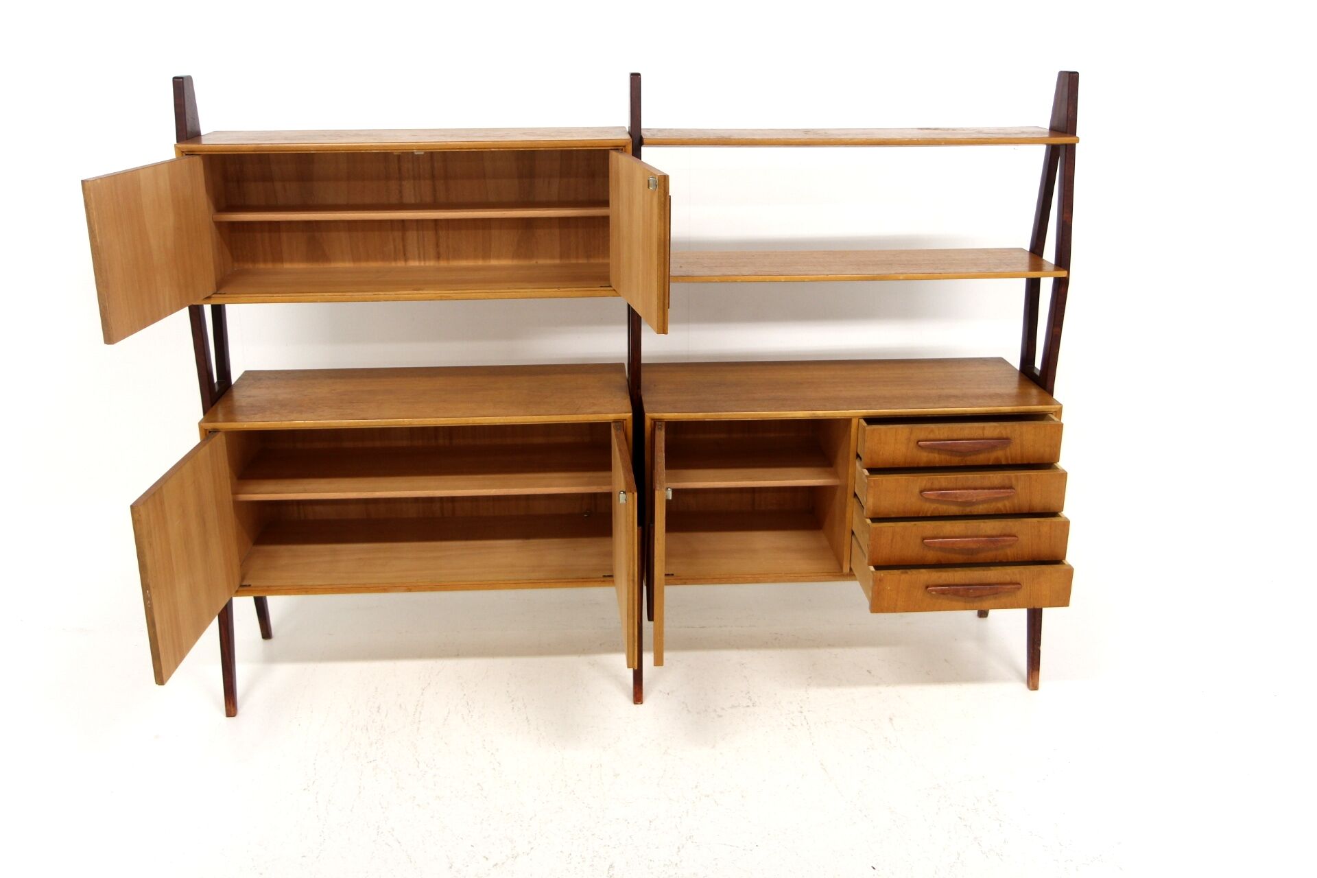 Bibliothèque scandinave "Double" en teck, Suède, 1950