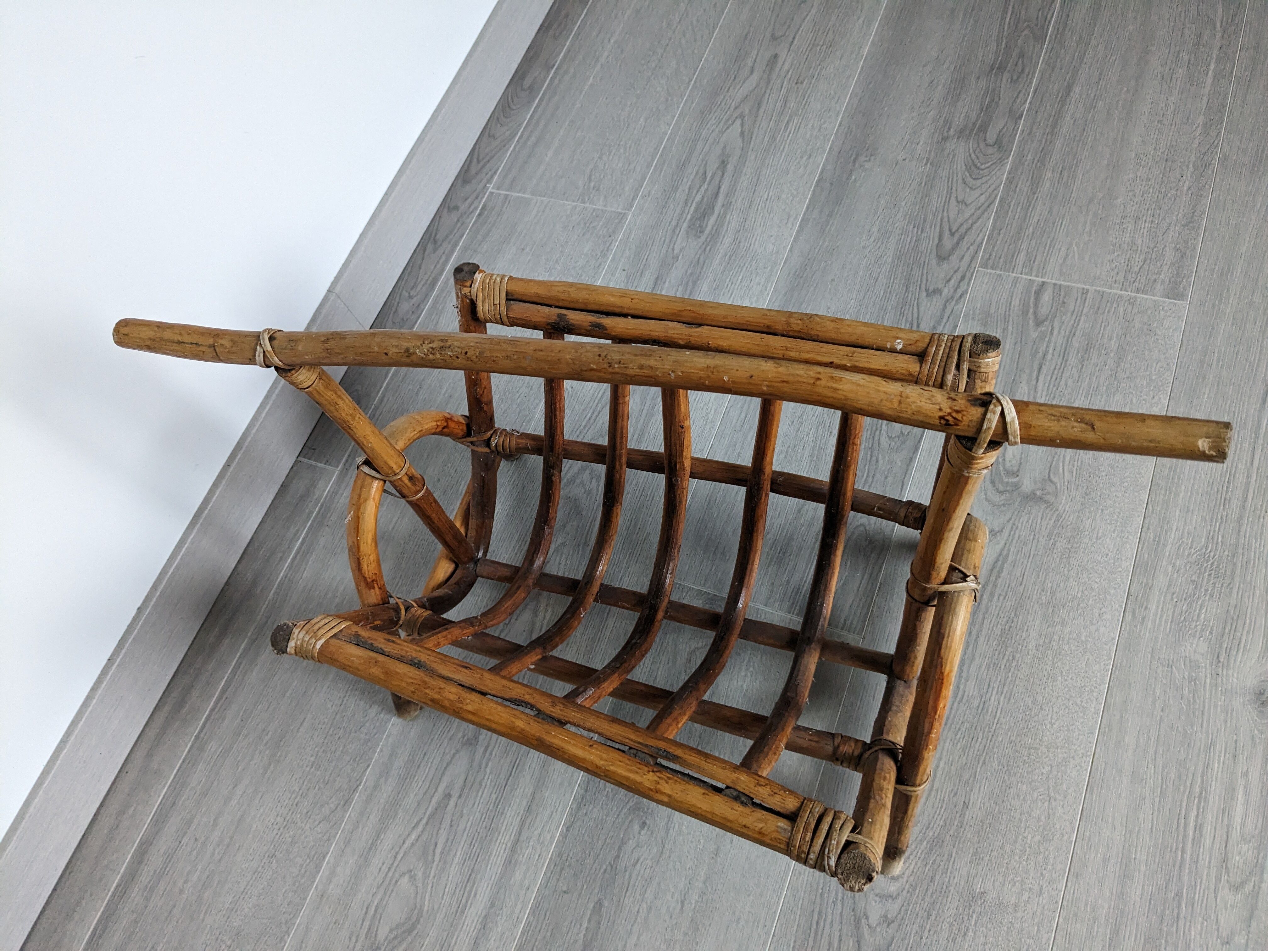 Vintage rattan magazine holders