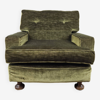 70s armchair in green fabric