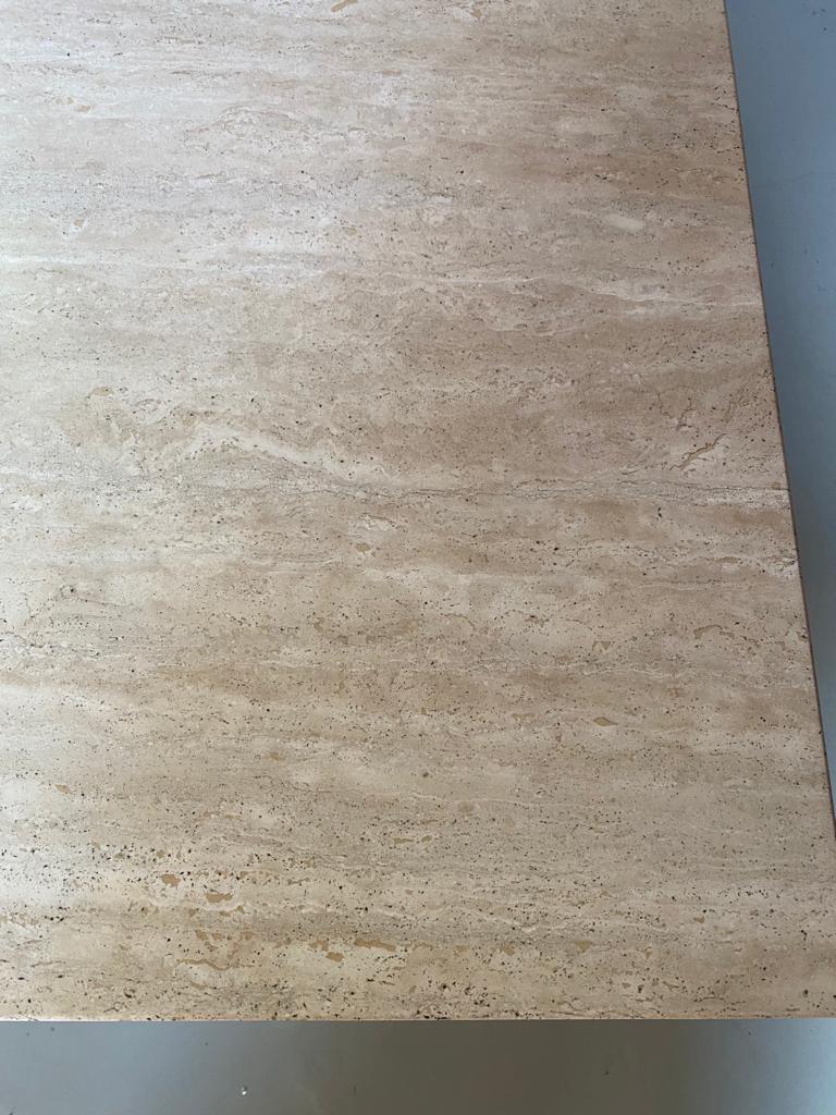 Mid century modern rectangular travertine coffee table