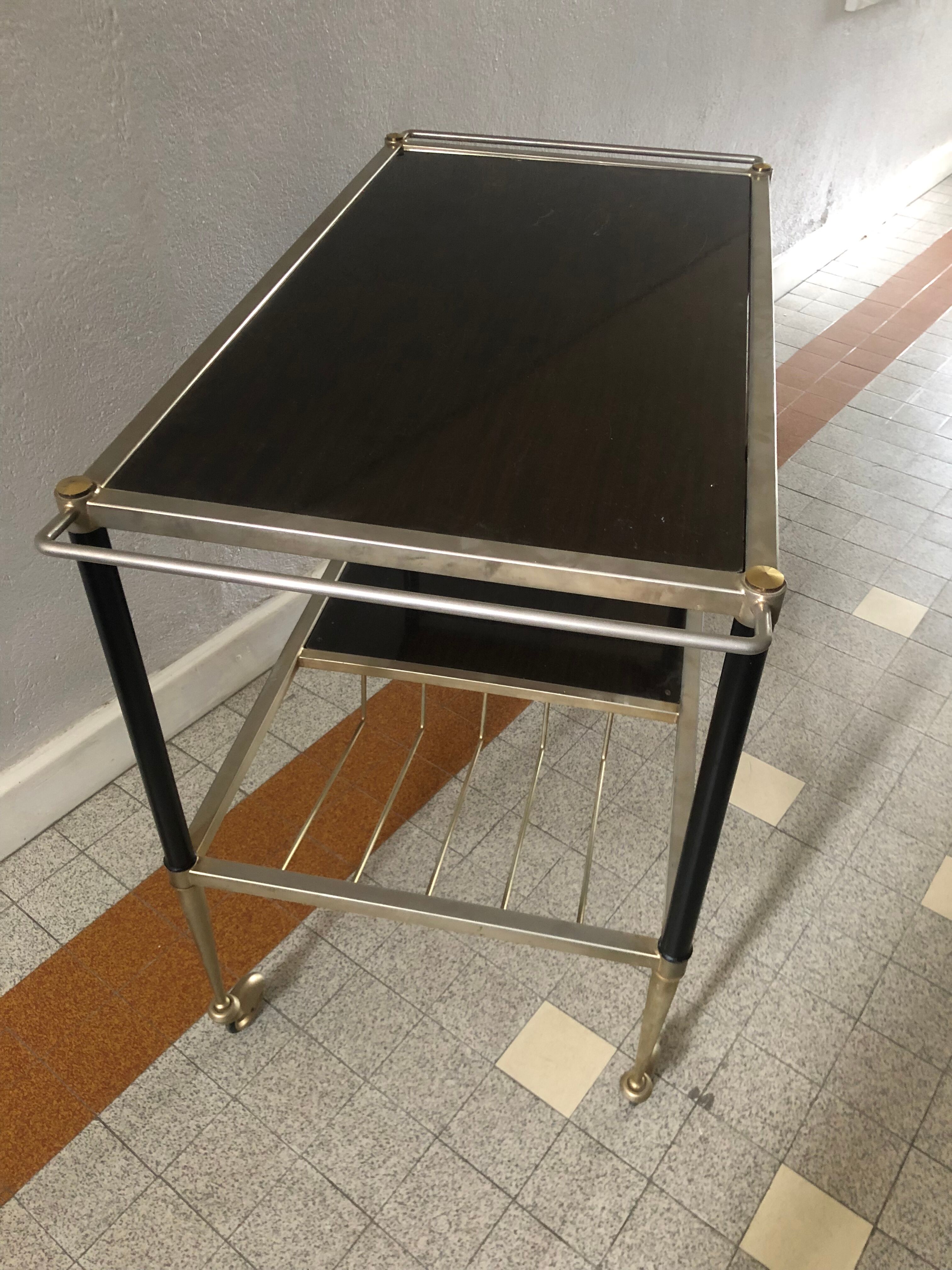 Desserte à roulettes meuble platine vinyles vintage