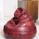 Pouf patchwork of red leather vintage burgundy 1970