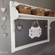Old white and taupe “Market Day” oak shelf