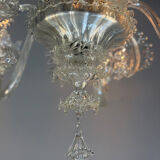 Venetian chandelier in Murano glass, 6 light arms, new electrification, circa 1930.