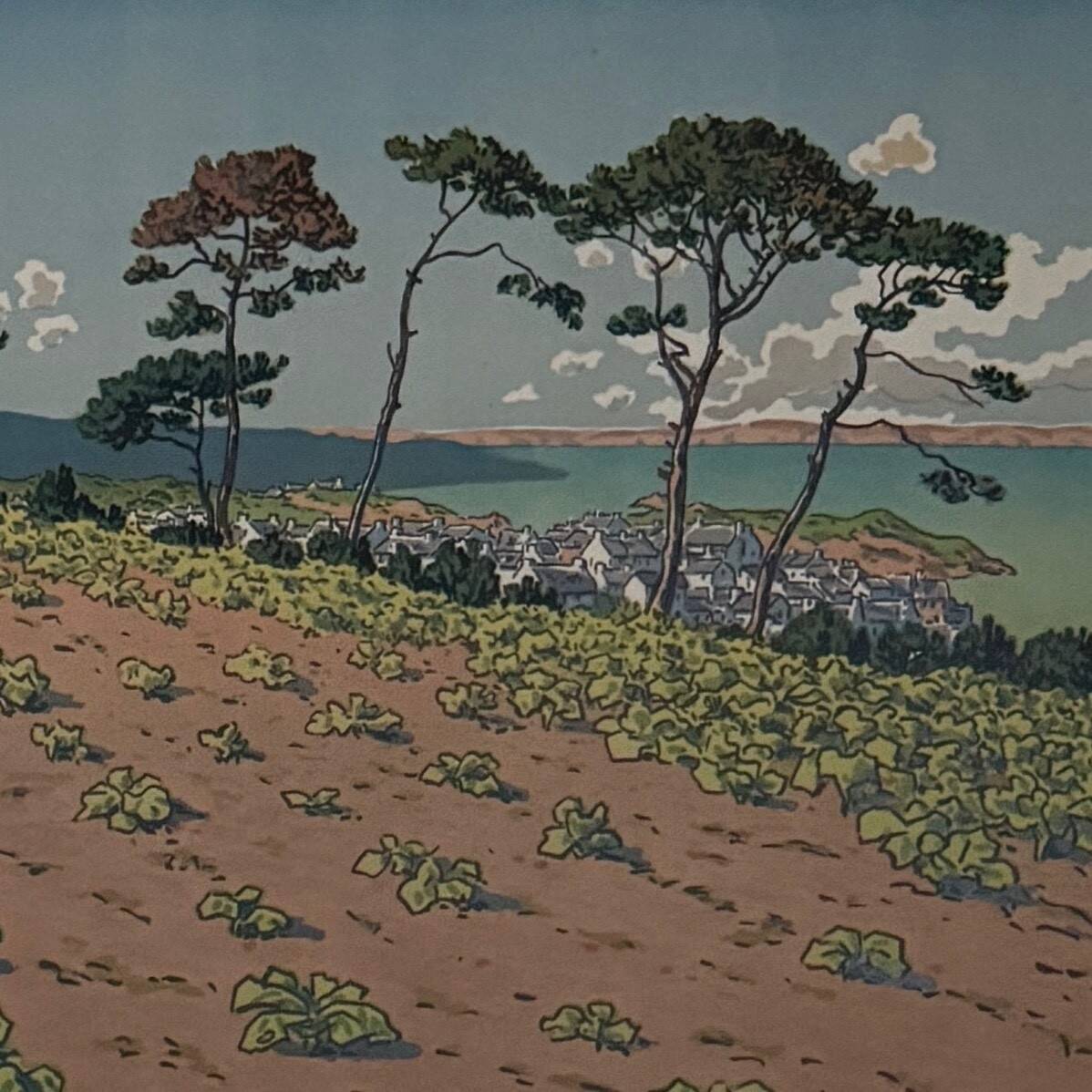 Lithograph by Henri Rivière Douarnenez seen from the Ris