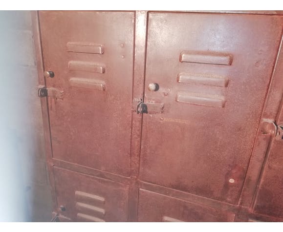 Furniture with metal lockers.