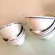 Set of six white bowls with blue edging from the Sarreguemines faience factories / vintage 70s