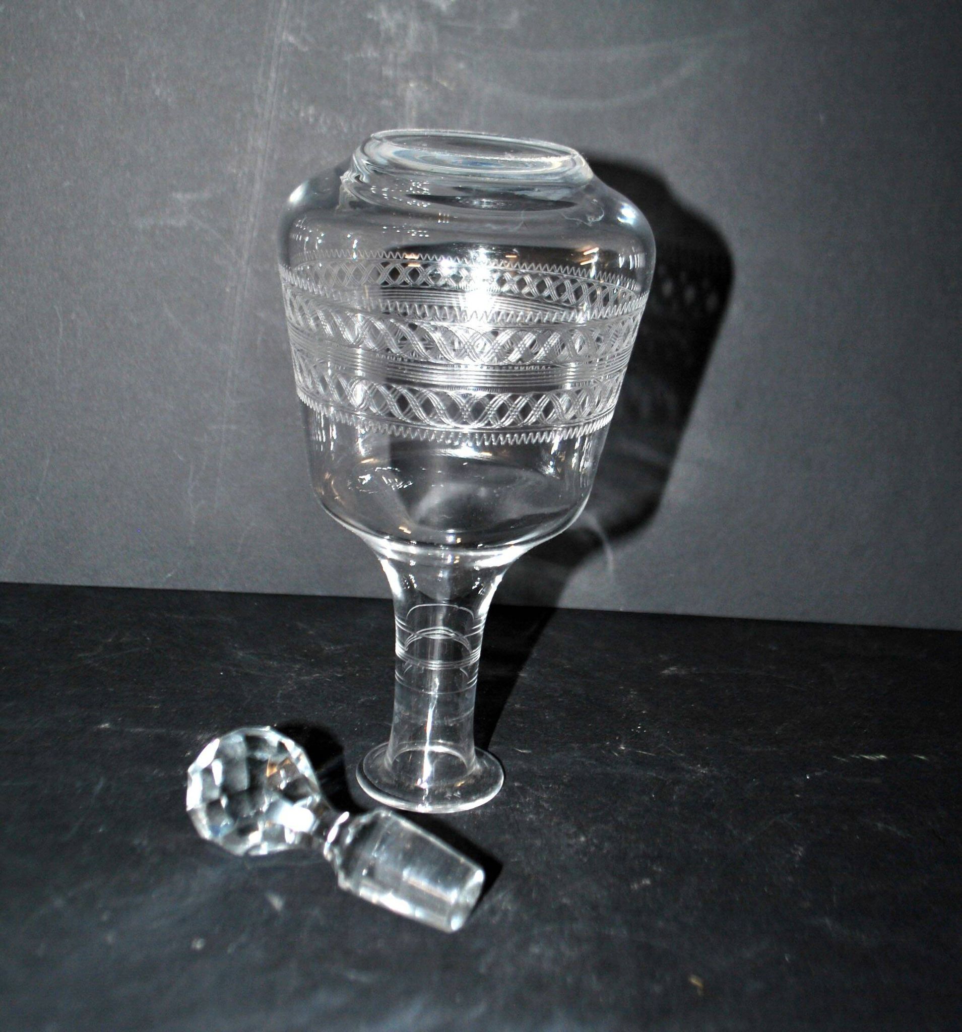 Baccarat carafe orange blossom water in crystal with guilloché decoration 1900