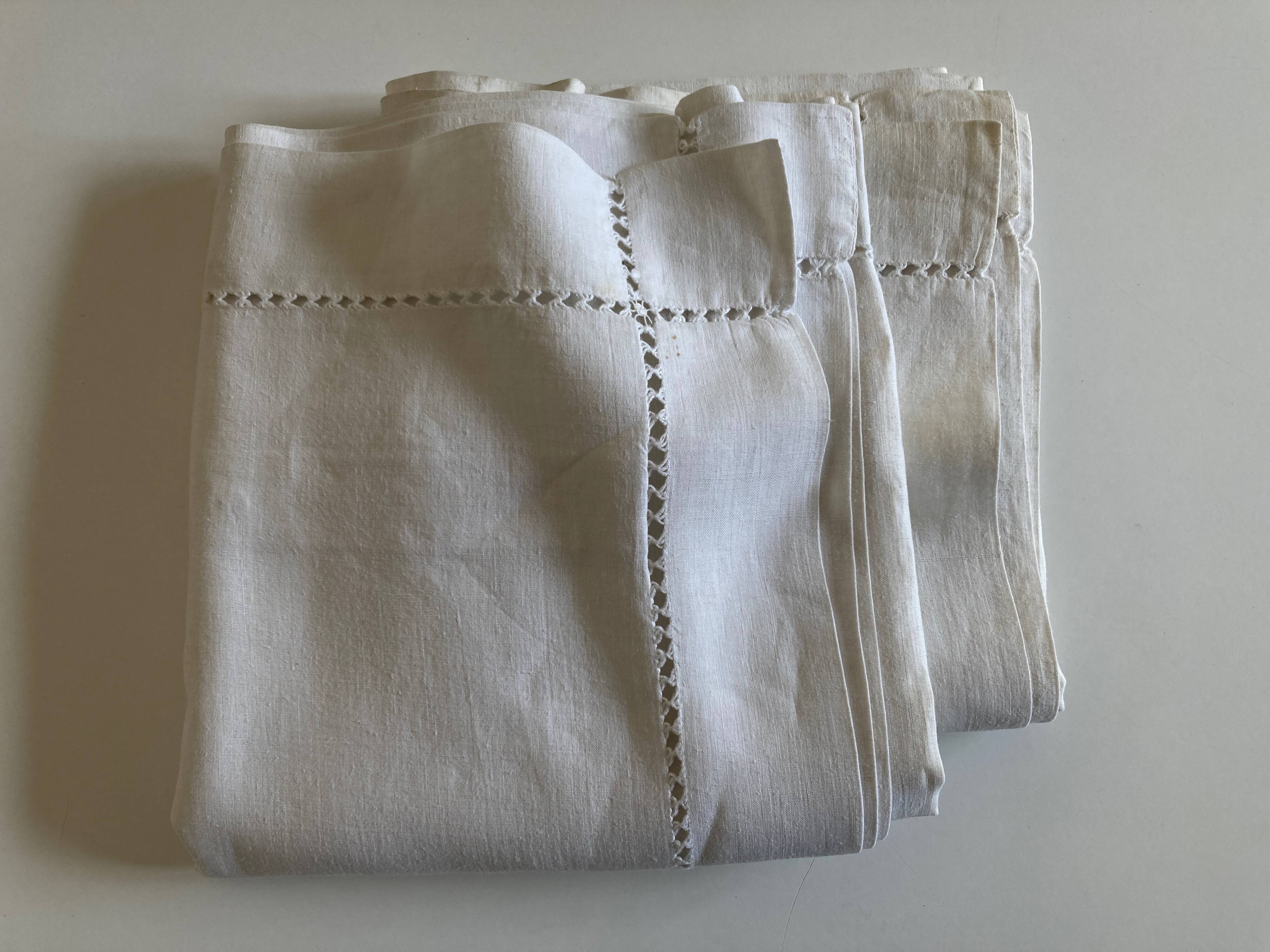 Pair of reserve linen thread pillowcases embroidered with river days without monogram