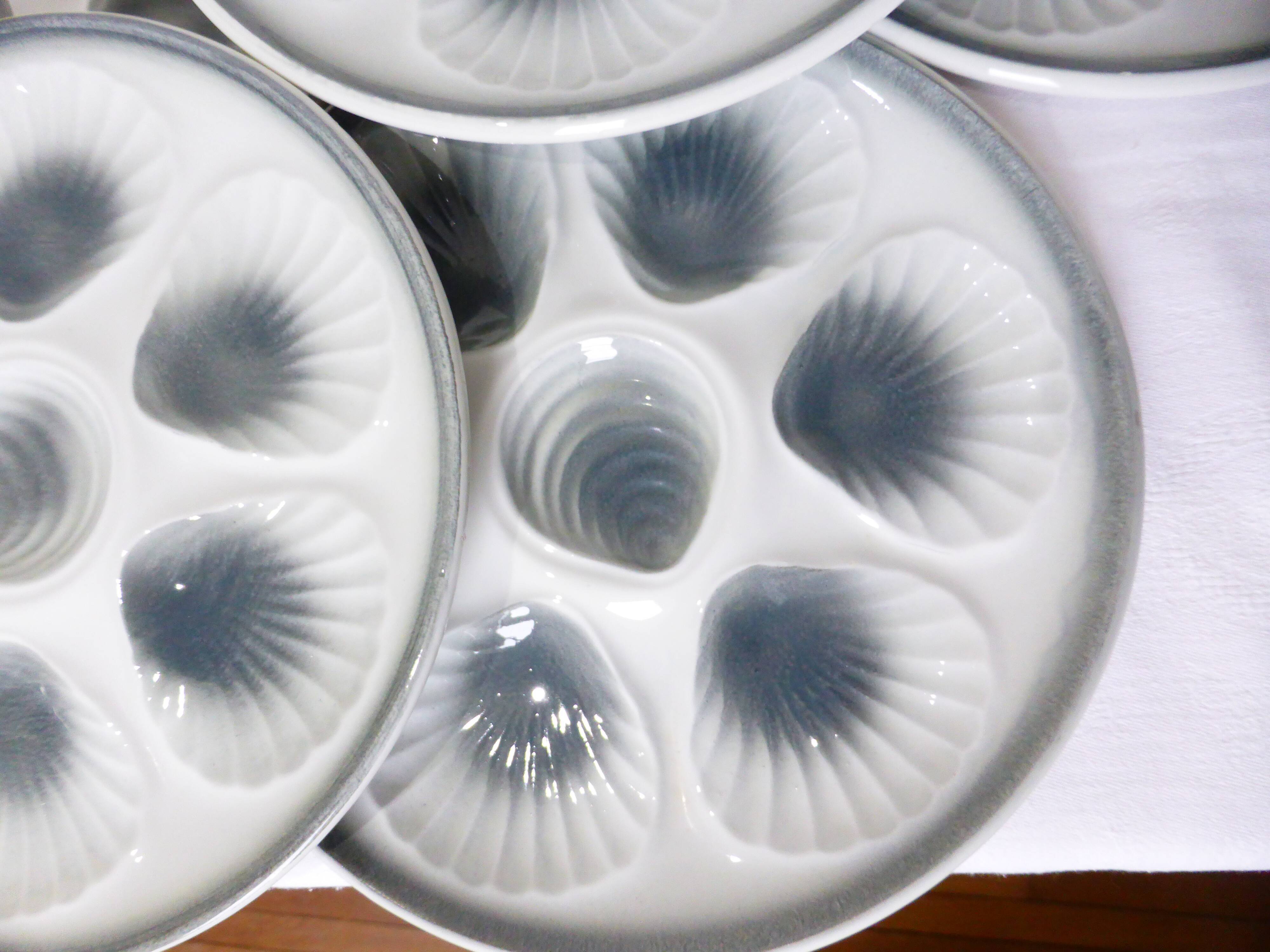 6 vintage oyster plates from Moulin des Loups and Orchies