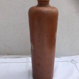 Paire ancienne bouteille grès marron avec étiquettes origine vintage