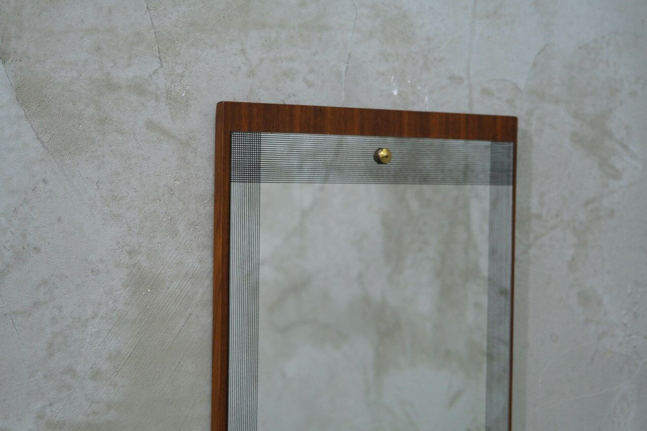 Pop Art Walnut Wall Mirror, 1960s