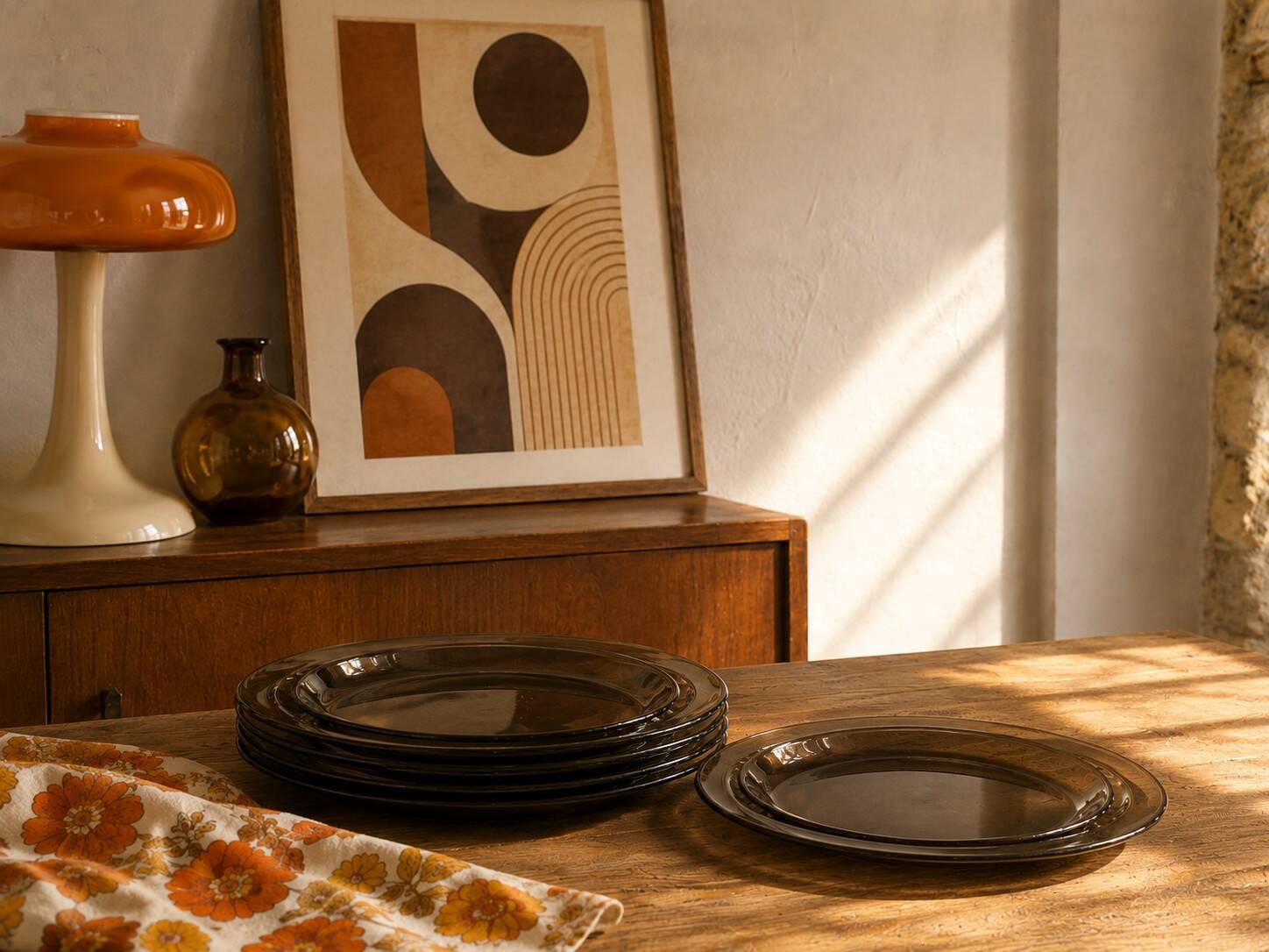 6 flat plates Arcoroc in smoked glass Smoke Brown