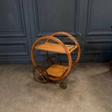 1960 curved wood bar serving trolley table
