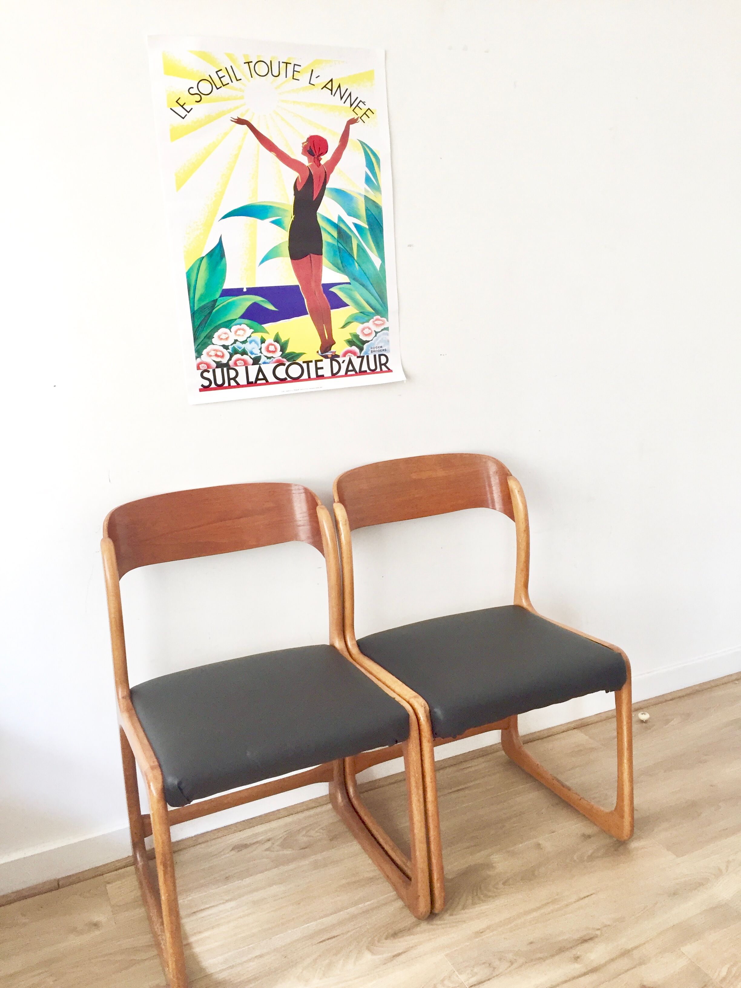 Pair of armchairs Baumann vintage sled