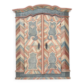 Armoire de mariage peinte en art populaire rustique exceptionnel de 1784