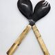 Serving cutlery set in buffalo horn and smooth bone handle