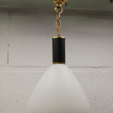 Mid century suspension, brass, zebra glass