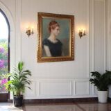 Portrait of an elegant young woman, signed pastel dated 1888, 86x68 cm SC234