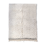 Moroccan Berber carpet Beni Ouarain ecru with black diamonds engraved 300x196cm