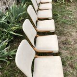 Set of 6 white chairs 1960