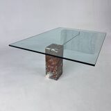 Base en verre et marbre à deux pierres vintage, Italie, années 1970