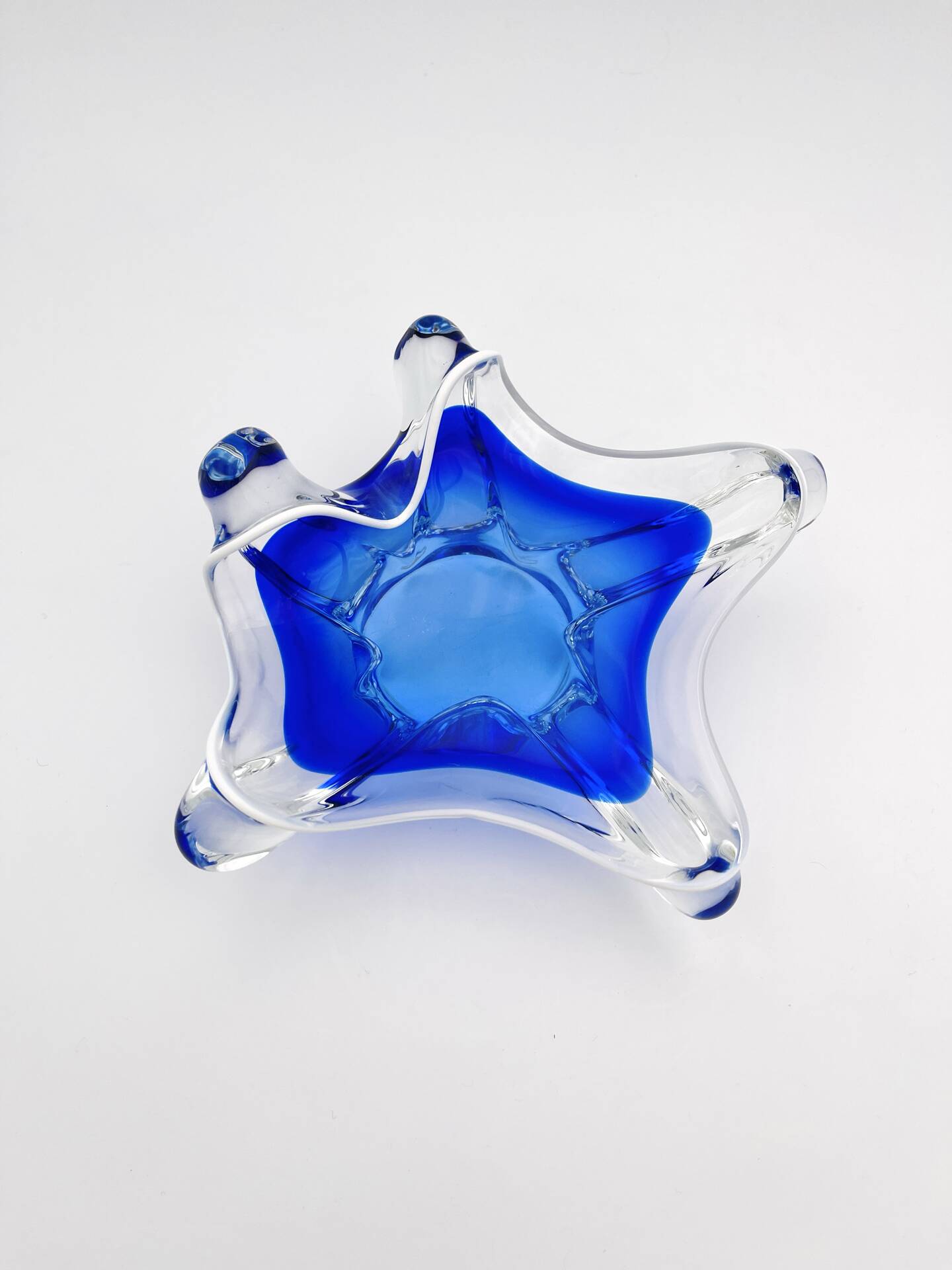 Cup Josef Hospodka Chribska Cristal Bleu Cobalt White Trim 24cm