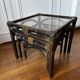 Bamboo and smoked glass nesting coffee tables