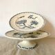 Antique dishes on foot in Luneville carnation porcelain
