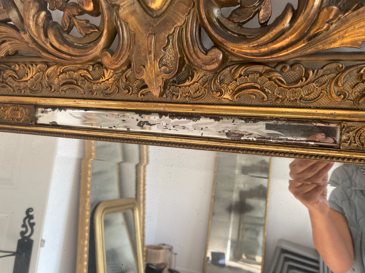 Large old mirror mercury 170x100cm