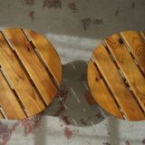 Pair of pine stools by a Swedish cabinetmaker, mid-century, 1960s.