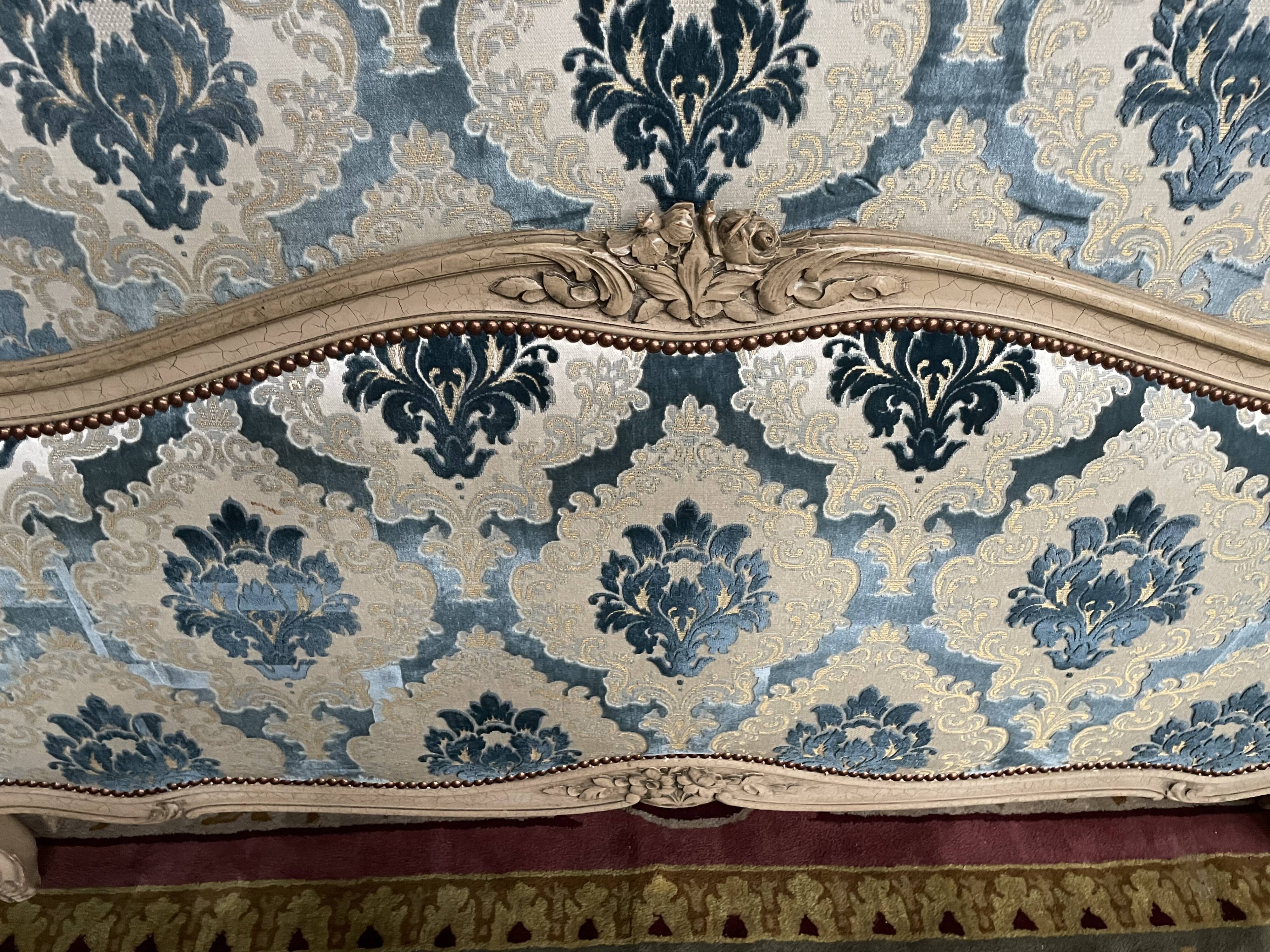 Louis XV upholstered style bed wood