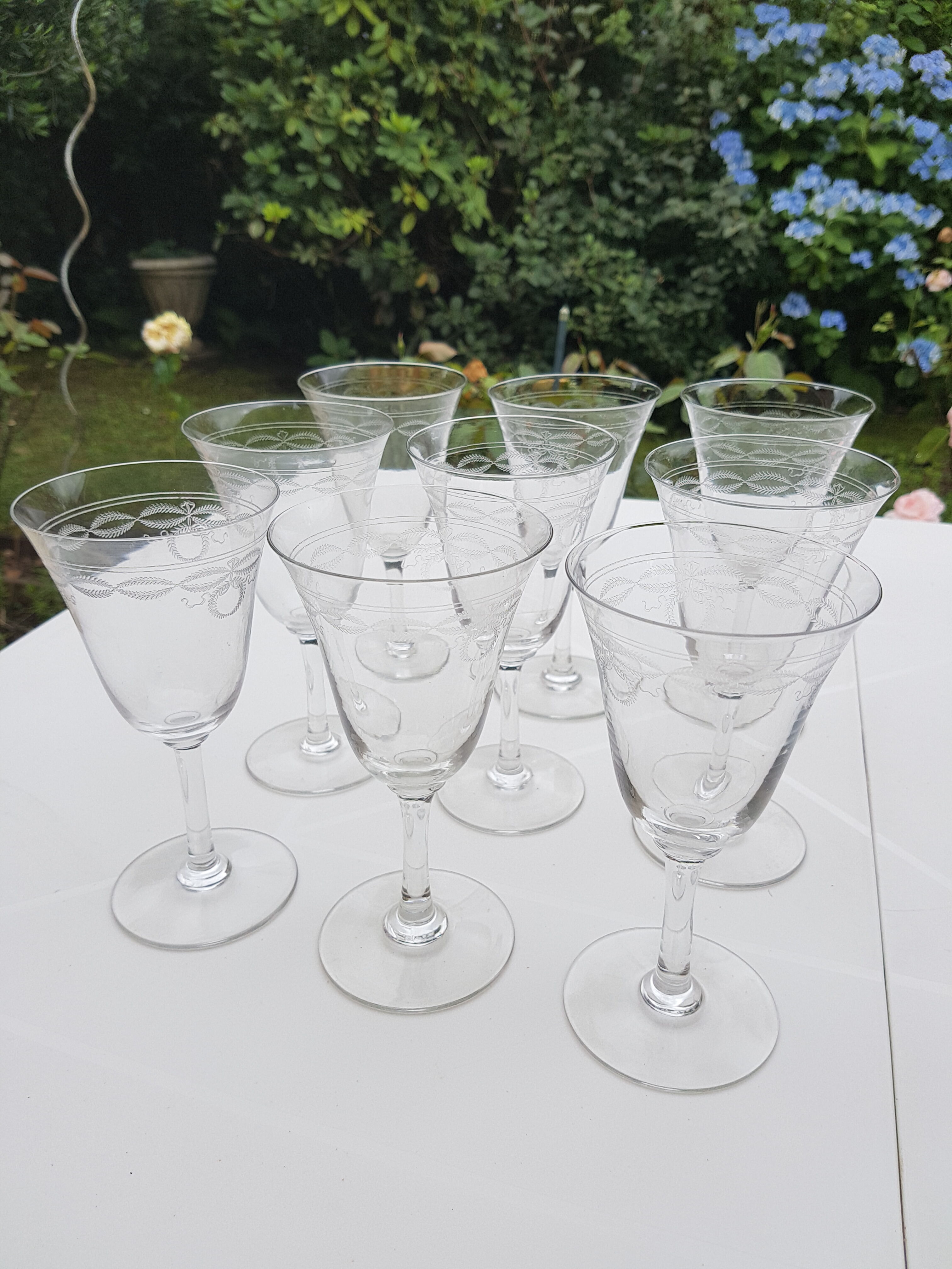 Set of 11 crystal wine glasses 1930s