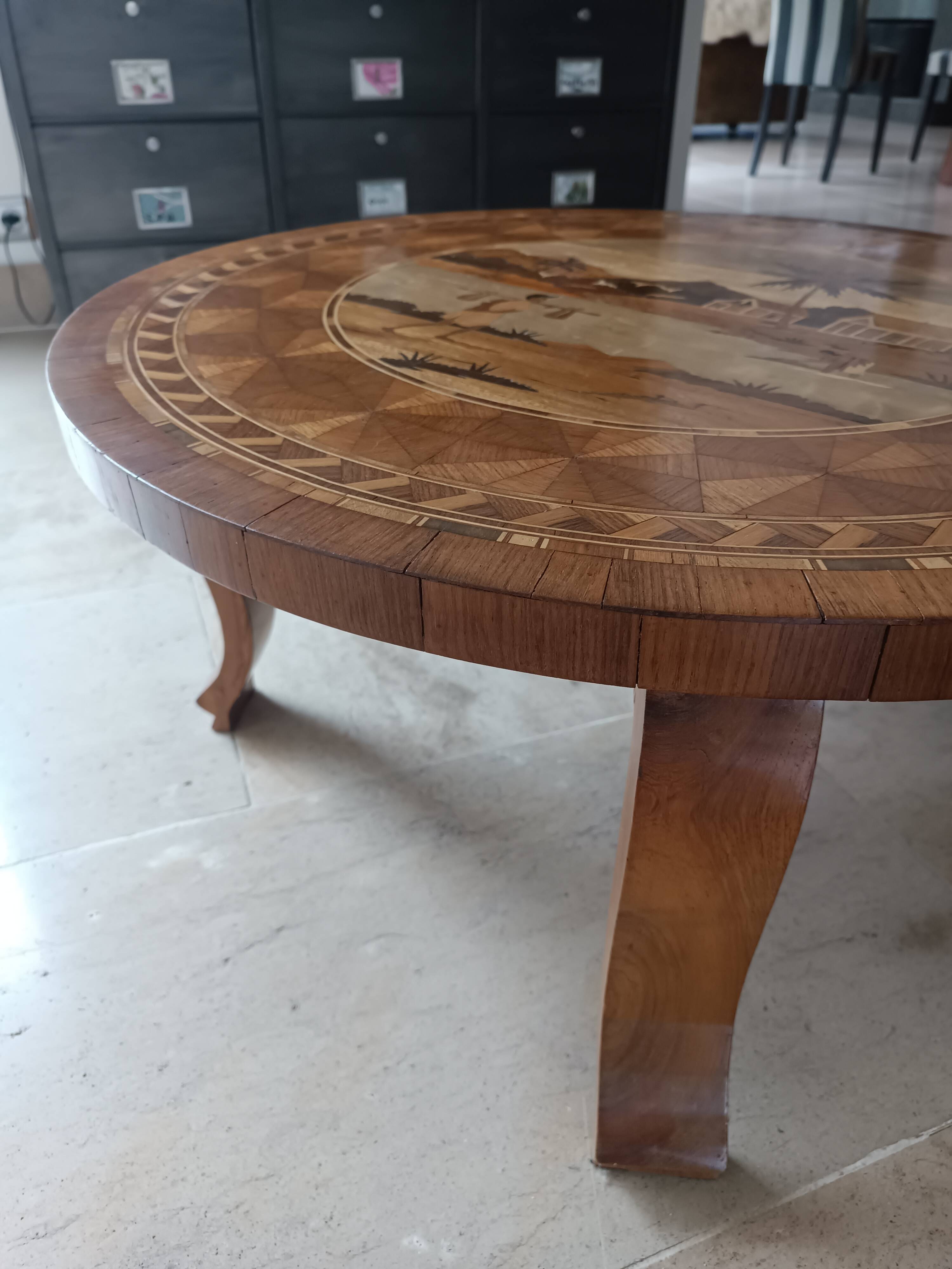 Marquetry coffee table