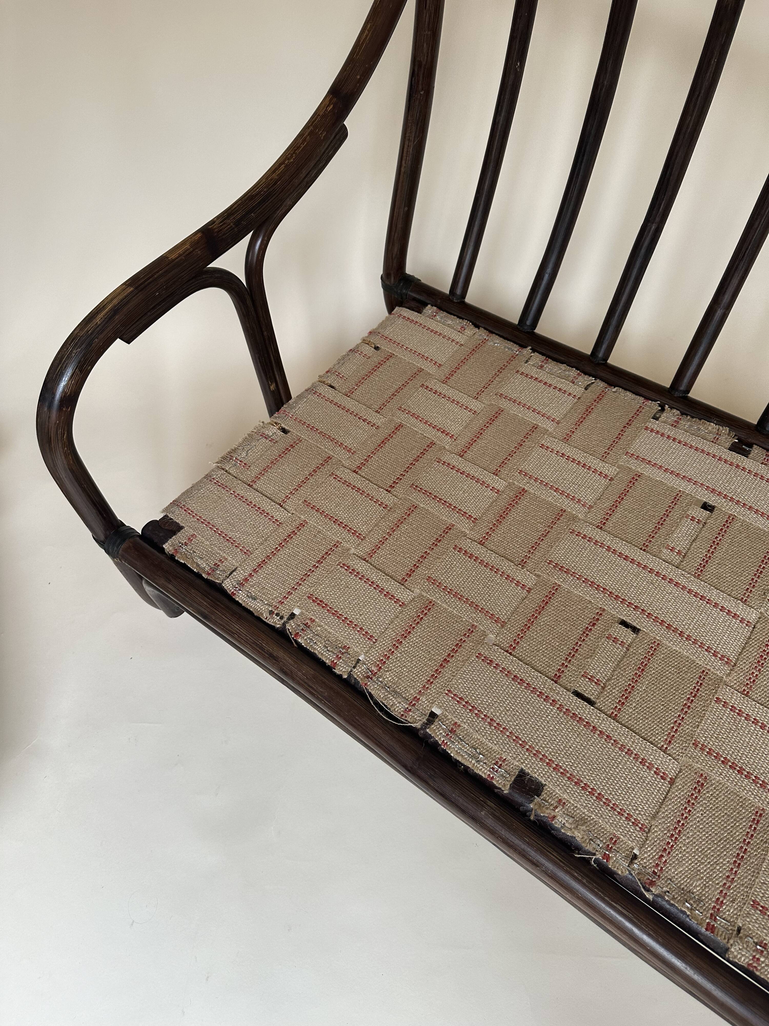 Two-seater rattan bench